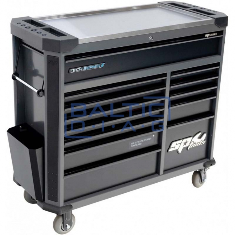 Įrankių vežimėlis su 13 stalčių ir 411 vnt. įrankiais SP Tools Tech Series
