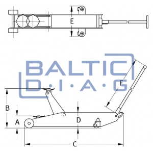 Extended trolley jack with wheels 3T-HC