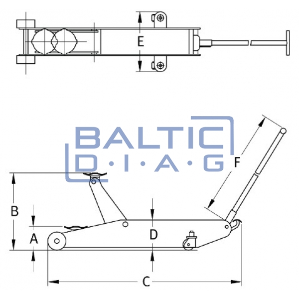 Extended trolley jack with wheels 3T-HC