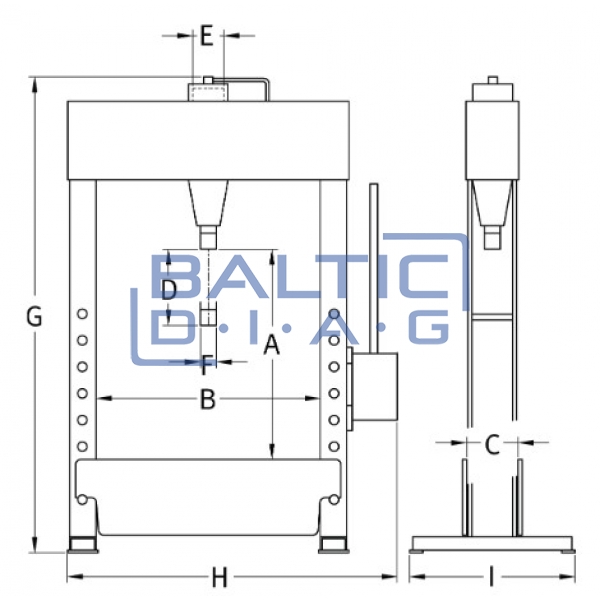 Hydraulic press with pressure gauge 60 tons, HP60