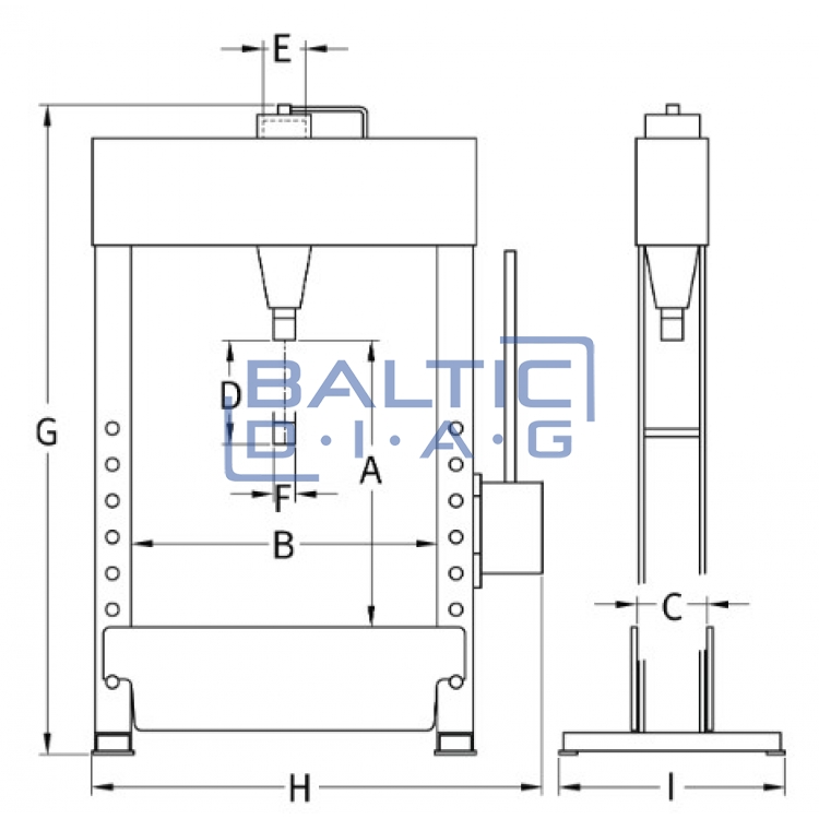 Hydraulic press with pressure gauge 60 tons, HP60