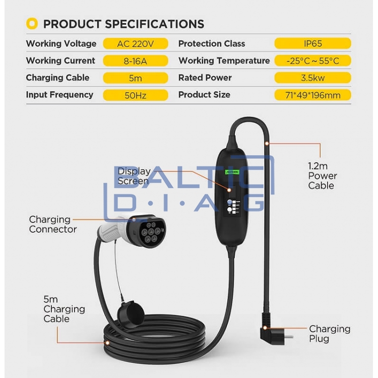Electric Vehicle Charging Device AUTOOL C350