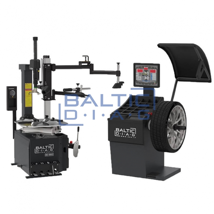 Automatic tire mounting and automatic wheel balancing machine set BD-670 + BD-860