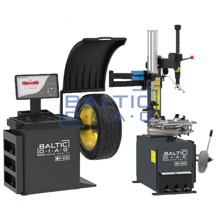 Automatinių ratų balansavimo ir pusiau automatinių padangų montavimo staklių komplektas BD-631 + BD-810