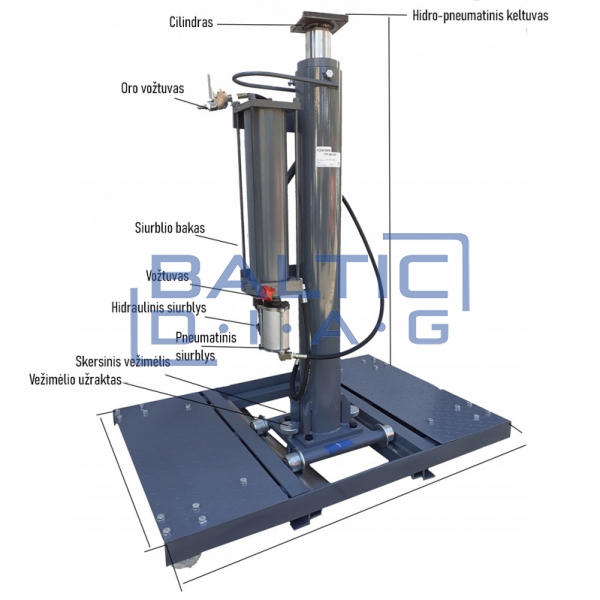 Hydraulic-pneumatic floor pit lift 16t for car repairs