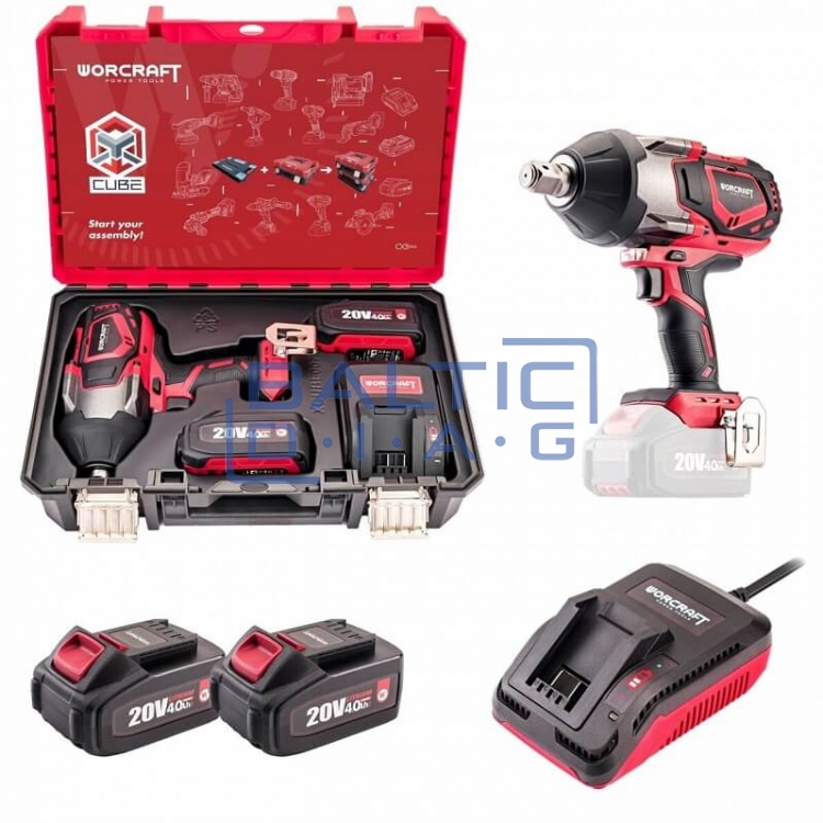 Cordless impact wrench 3/4'' 1800 Nm, WORCRAFT (XCUBE007 Case)