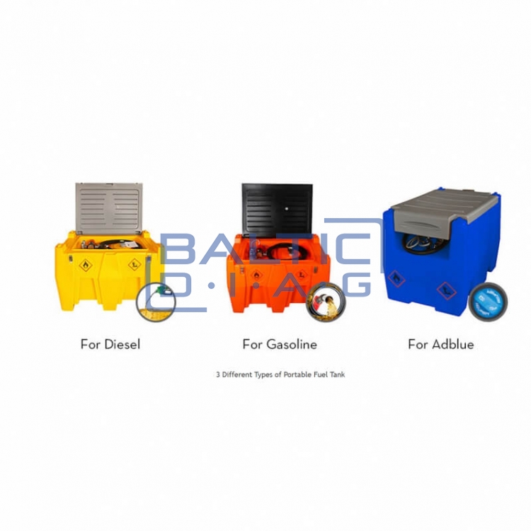 Mobile fuel tank 200L (plastic) with 12V pump DCTP40 (automatic nozzle and filter)