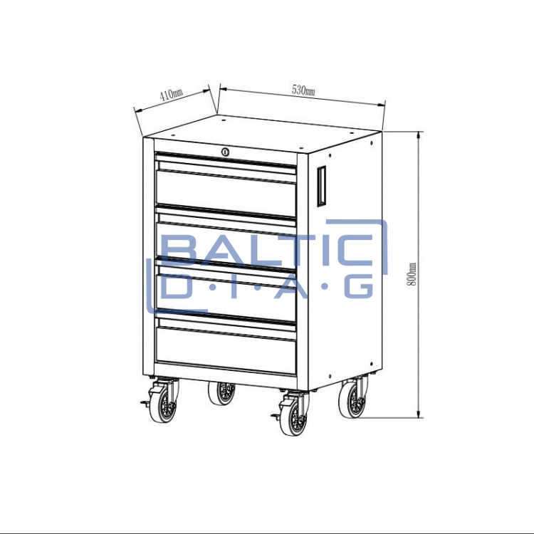 Professional workbench set with mobile cabinet for workshops, garages, and auto services, 13 pcs.
