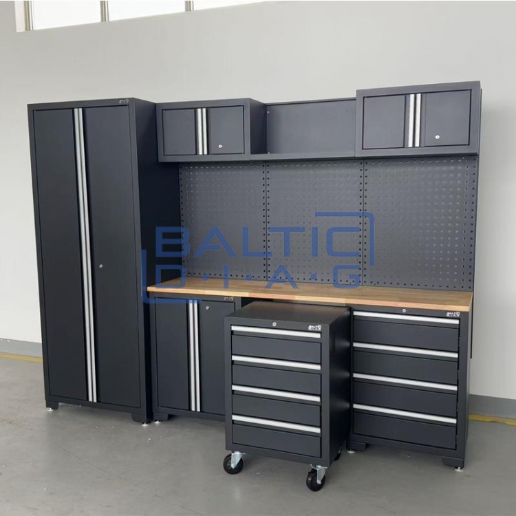 Professional workbench set with mobile cabinet for workshops, garages, and auto services, 13 pcs.
