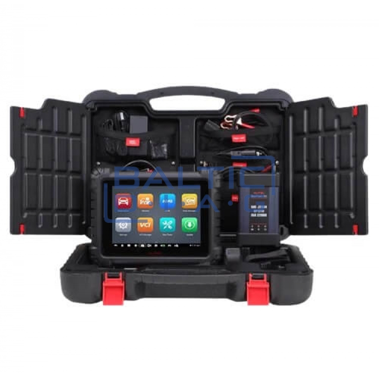 Wheel alignment stand Autel IA900WA with MaxiSys 909 diagnostic equipment and tire grippers