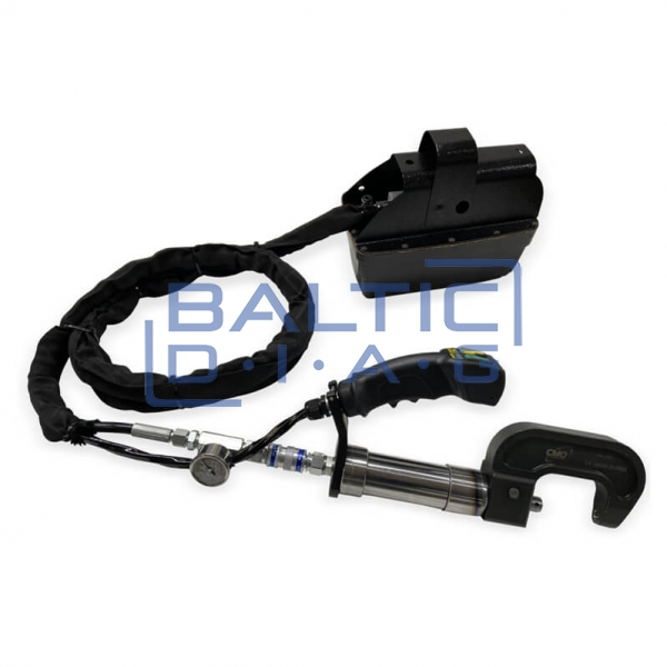 8-ton riveting machine with a small C-shaped steel body, remote control, and universal die kit