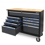Mobile workshop trolley with 9 drawers and wooden worktop Weber