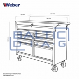 Mobile workshop trolley with 9 drawers and wooden worktop Weber