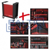 Performanceplus P10 tool trolley set with 299 Tools, 5 drawers KS Tools