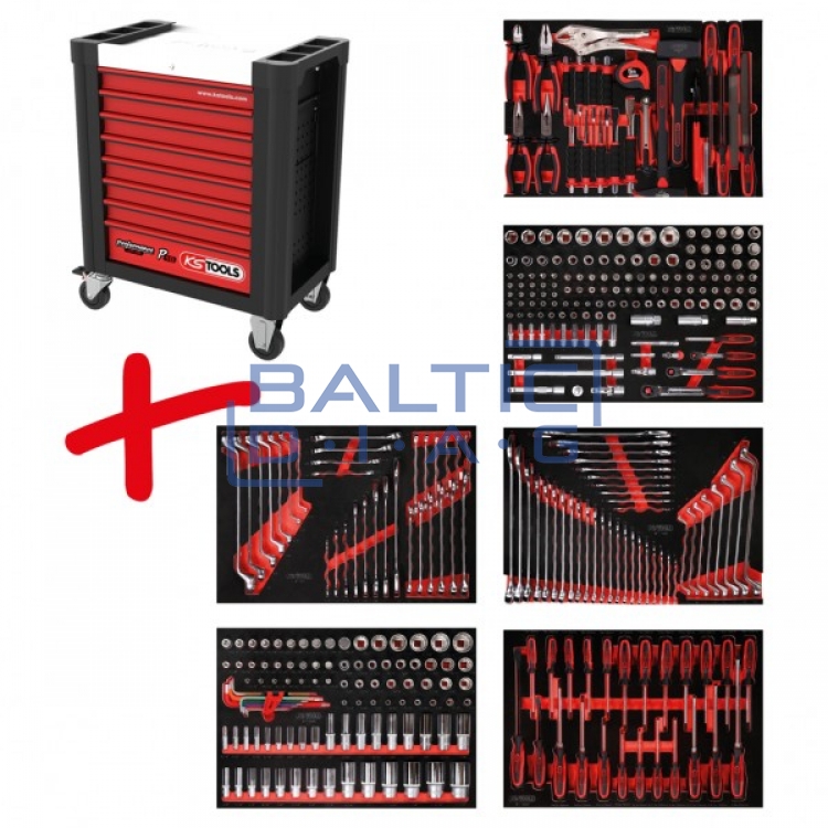 Performanceplus P10 tool trolley set with 366 tools, 6 drawers KS Tools
