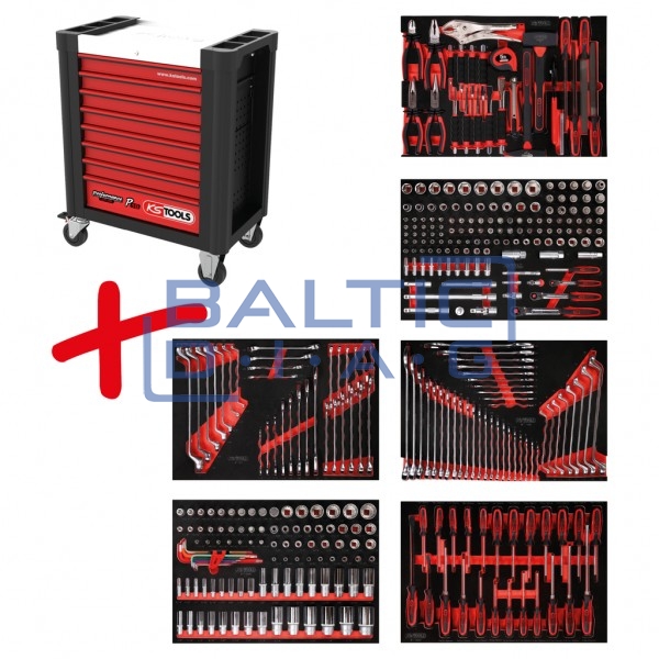 Комплект инструментальной тележки Performanceplus P10 с 366 инструментами, 6 ящиков KS Tools