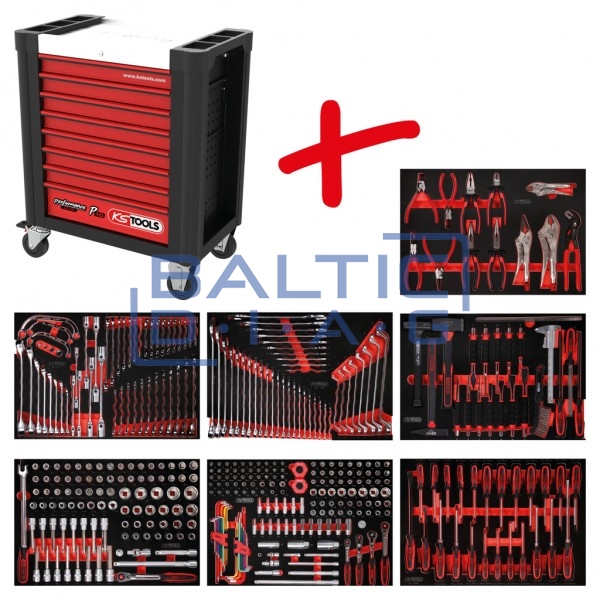 Комплект инструментальной тележки Performanceplus P10 с 399 инструментами, 7 ящиков KS Tools