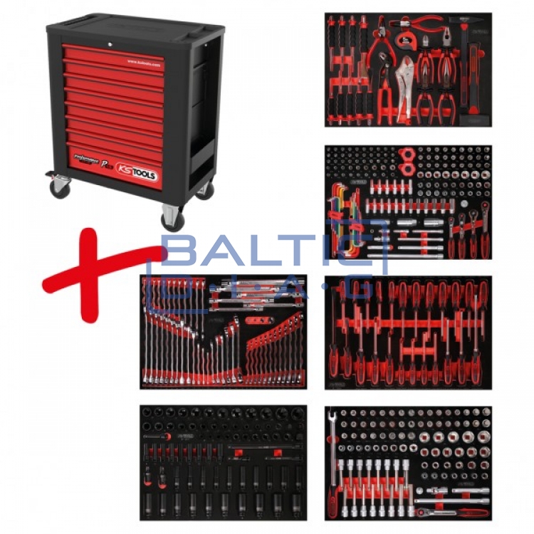 Performanceplus P15 tool trolley set with 423 tools, 6 drawers KS Tools