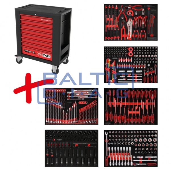 Комплект инструментальной тележки Performanceplus P15 с 423 инструментами, 6 ящиков KS Tools