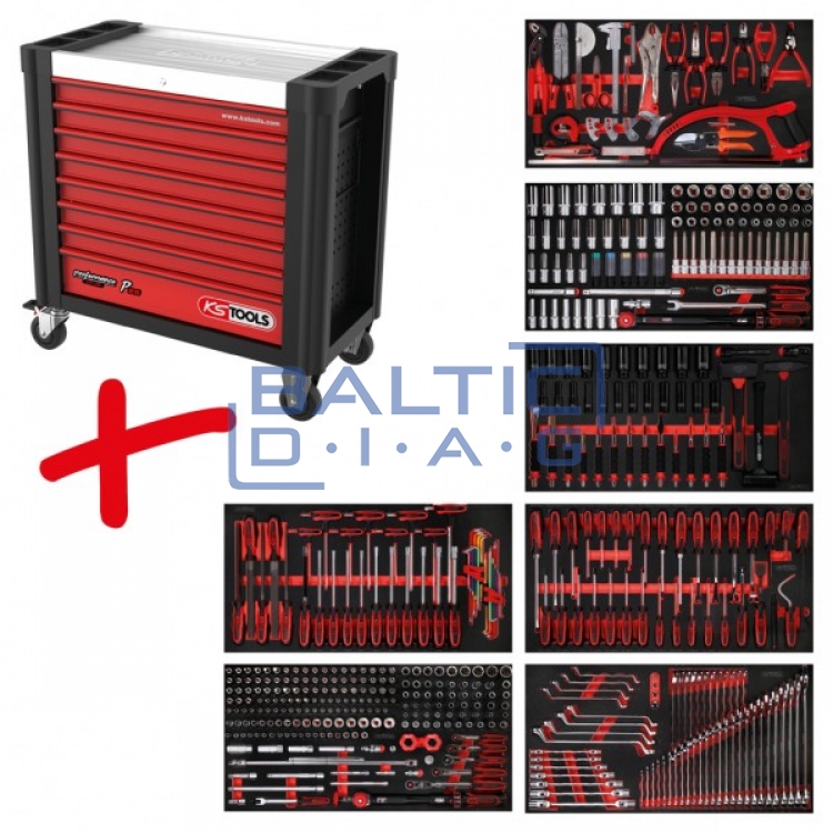 Performanceplus P25 tool trolley set with 510 tools, 7 drawers KS Tools