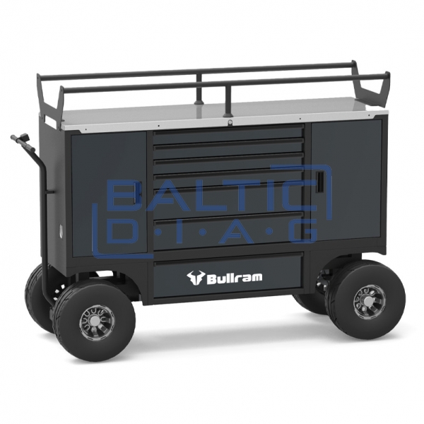 Mobile workbench/tool cabinet with 7 drawers and top rack Bullram RoadMaster