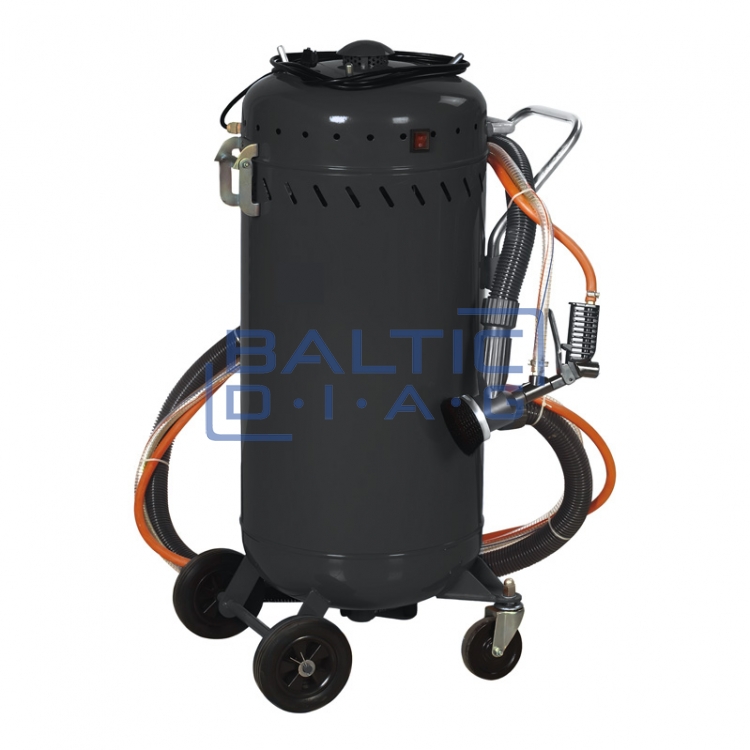 Mobile 106-liter abrasive blaster with vacuum function
