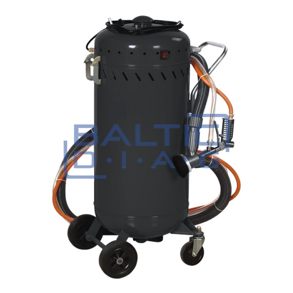 Mobile 106-liter abrasive blaster with vacuum function