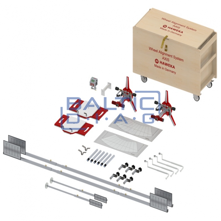 Laser-mechanical wheel/axle alignment system for heavy-duty vehicles Haweka AXIS500