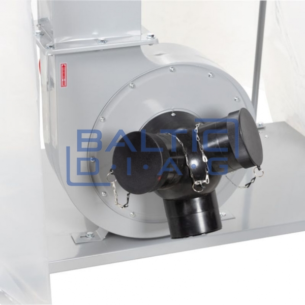 Dust collector with insert for workshops with 3 suction ports