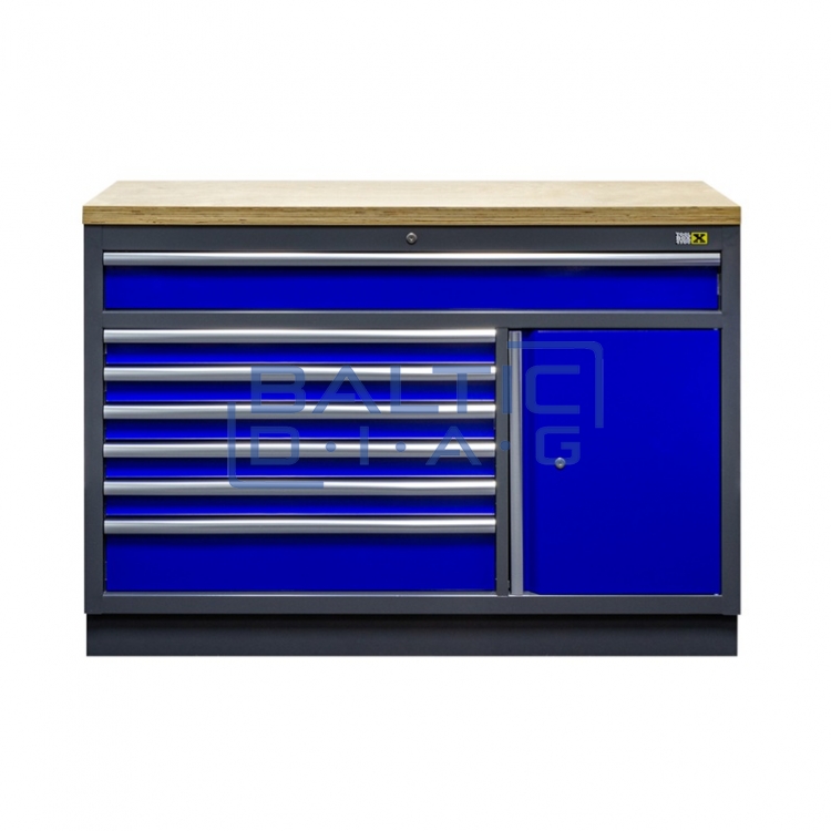 Workshop workbench with 7 drawers and 1 door