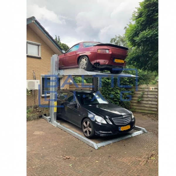 Two-post parking lift for underfloor heating