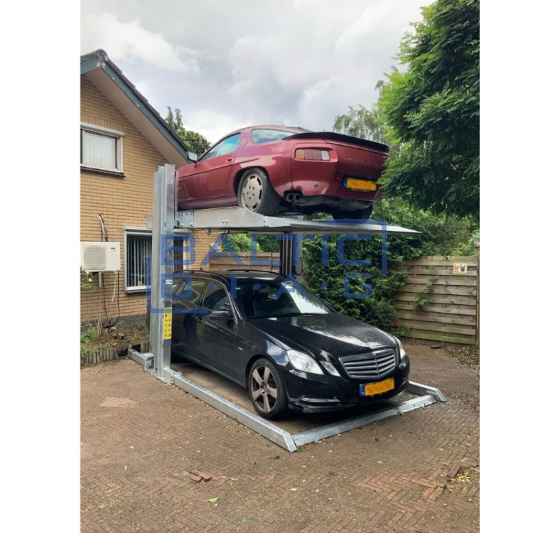 Two-post parking lift for underfloor heating