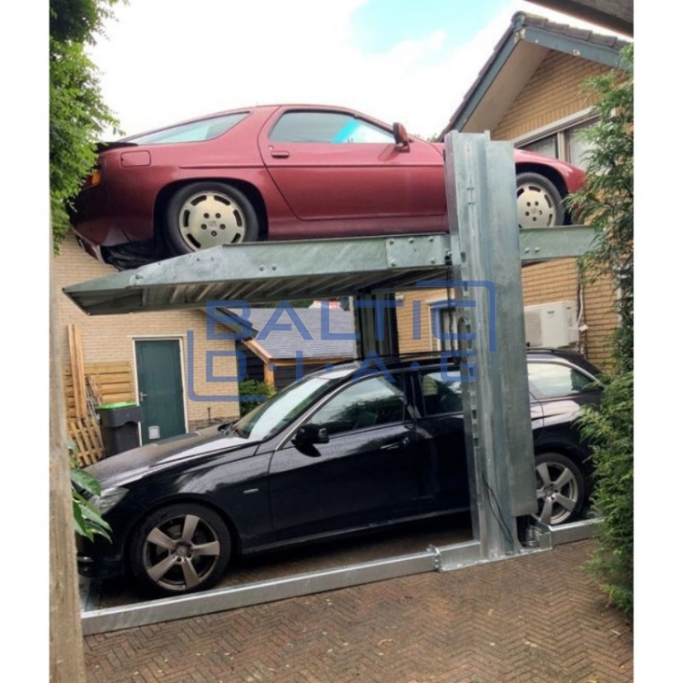 Dviejų kolonų parkingo keltuvas grindiniam šildymui