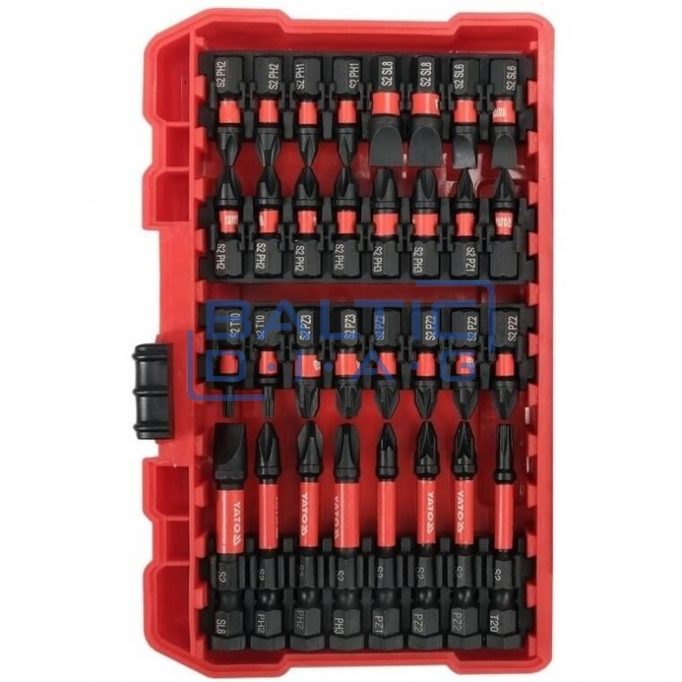 Набор ударных бит 1/4" – Шлицевые, PZ, PH, TORX, 54 шт.