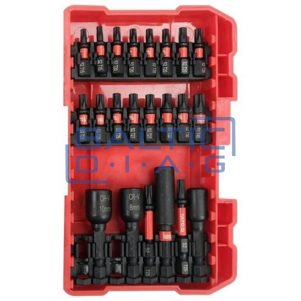 Набор ударных бит 1/4" – Шлицевые, PZ, PH, TORX, 54 шт.
