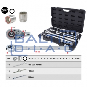 3/4" socket wrench Set, 21-piece, 6-point KS Tools