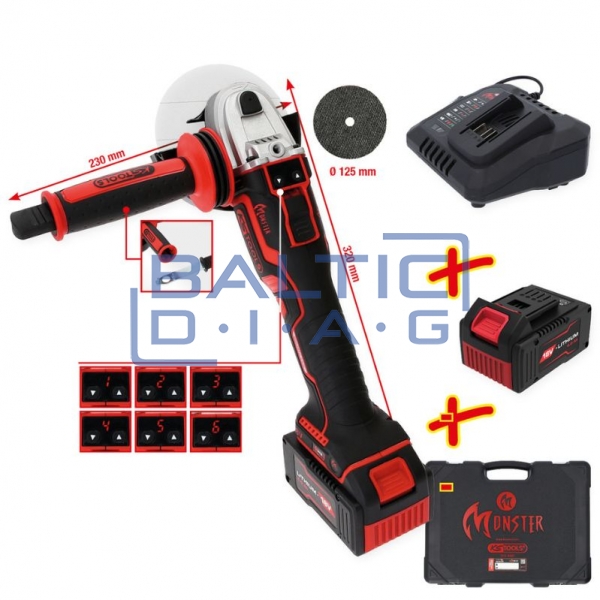 Cordless angle grinder set, 4-piece eMONSTER KS Tools