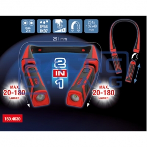 Kaklo šviestuvas 2 viename su dviem nuimamais žibintais, 150 liumenų eQi UltimateBEAM KS Tools