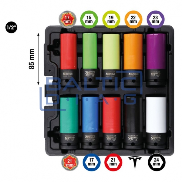 1/2" impact socket set for special aluminium rims, 10 pcs KS Tools