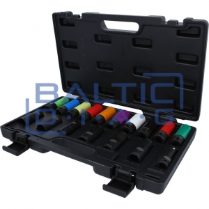 1/2" specialių pavaros galinių galvučių komplektas ratų varžtams, 17 dalių MASTER KS Tools