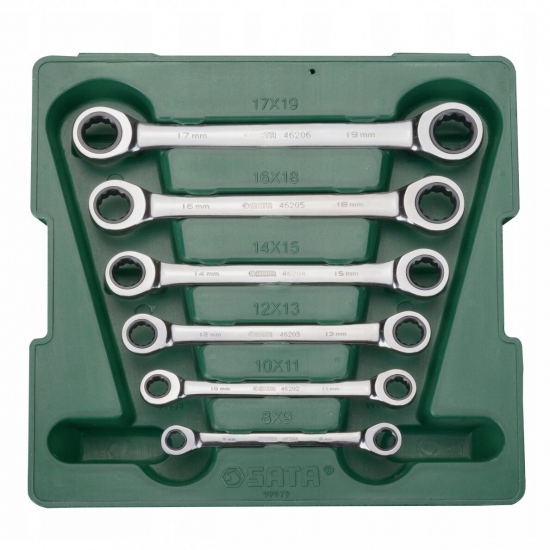Set of ring wrenches with ratchet 6pcs.