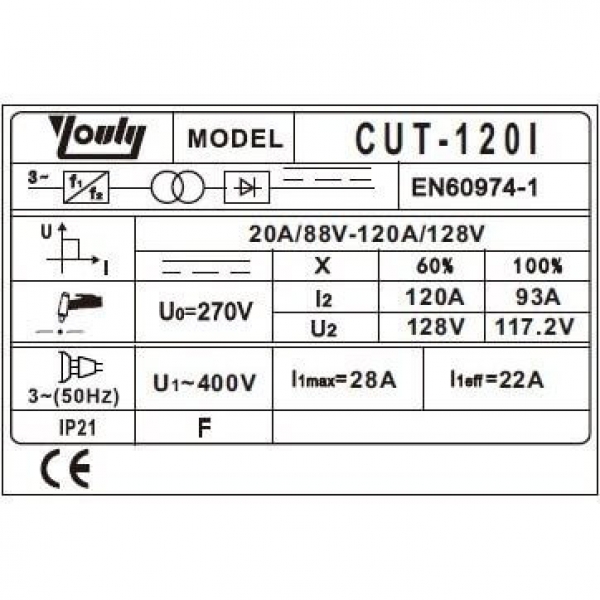 Плазменный резак (IGBT), 120 А, 40 мм