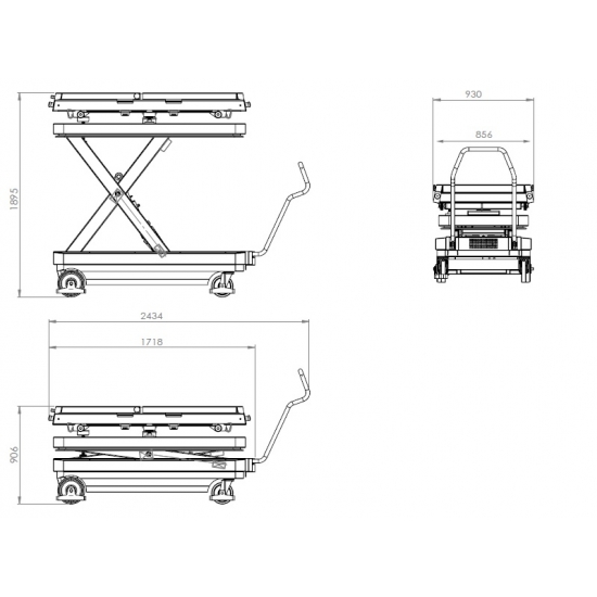 Electrohydraulic, mobile scissor lift for electric cars BT1200