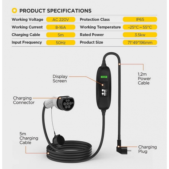 Electric Vehicle Charging Device AUTOOL C350