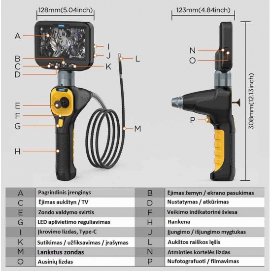 Autool SVB308 four-way controlled endoscope