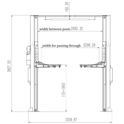 Dviejų kolonų asimetrinis keltuvas BD-4000EV Pro, 3+3 letenos elektromobilių kėlimui