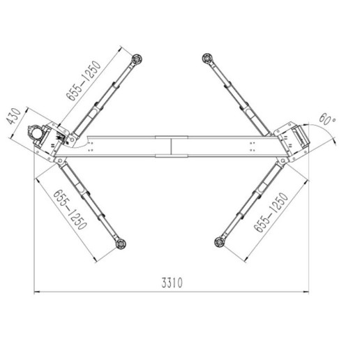 Dviejų kolonų asimetrinis keltuvas BD-4000EV Pro, 3+3 letenos elektromobilių kėlimui