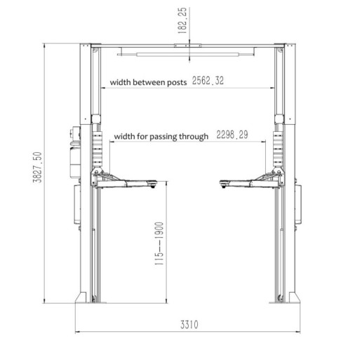 Dviejų kolonų asimetrinis keltuvas, 2+3 letenos, BD-4000AL Pro