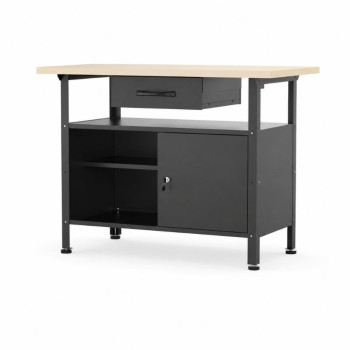Professional workbench with 2 cabinets and 30 mm wooden top, 1200 x 600 x 850 mm