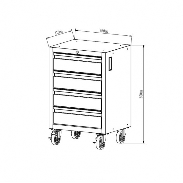 Professional workbench set with mobile cabinet for workshops, garages, and auto services, 13 pcs.